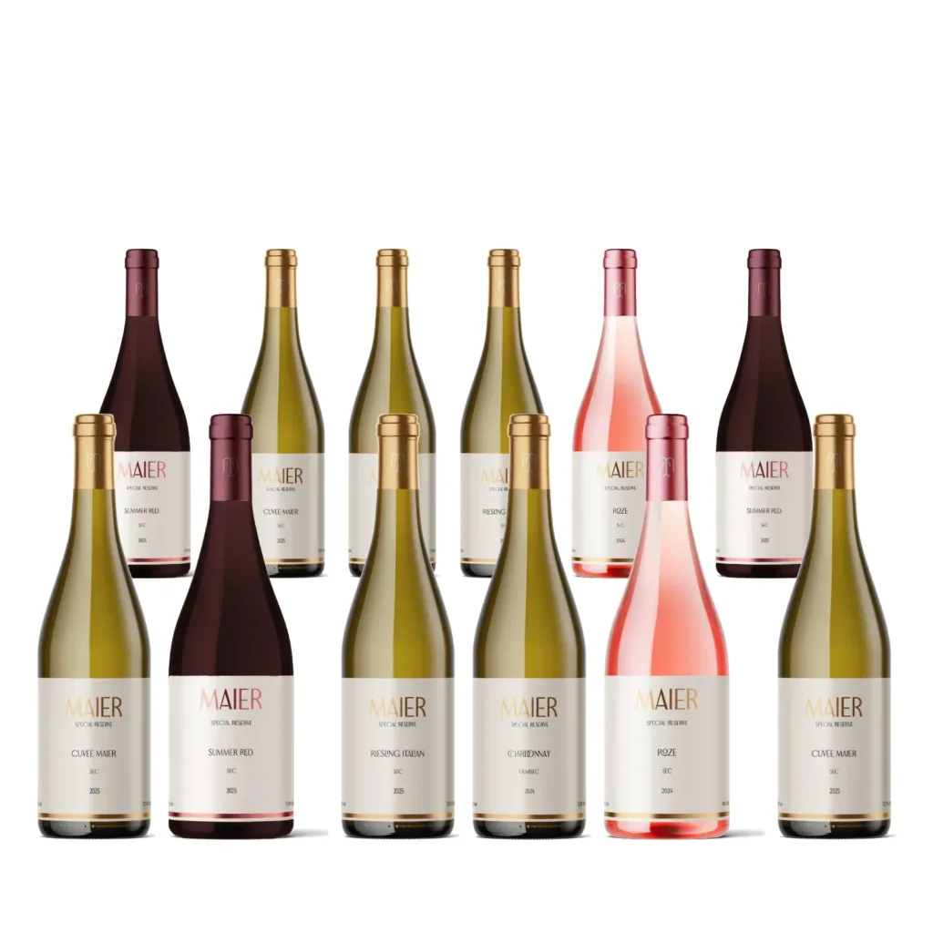 Pachet cu 12 sticle de vin Crama Maier pentru masa de sărbători